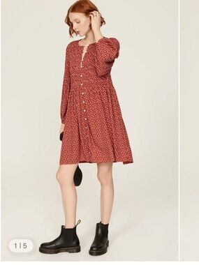 Madewell Easy Smocked Red Floral Mini Dress